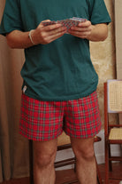 Caleçon parachute home tartan rouge